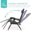imageBest Choice Products Set of 2 Extra Wide Adjustable Steel Mesh Zero Gravity Lounge Chair Recliners wPillows and Cup Holder Trays  Peacock Blue StripesNavy Blue