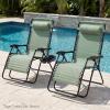 imageBest Choice Products Set of 2 Extra Wide Adjustable Steel Mesh Zero Gravity Lounge Chair Recliners wPillows and Cup Holder Trays  Peacock Blue StripesSage Green Stripes