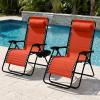 imageBest Choice Products Set of 2 Extra Wide Adjustable Steel Mesh Zero Gravity Lounge Chair Recliners wPillows and Cup Holder Trays  Peacock Blue StripesBurnt Orange