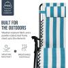 imageBest Choice Products Set of 2 Extra Wide Adjustable Steel Mesh Zero Gravity Lounge Chair Recliners wPillows and Cup Holder Trays  Peacock Blue StripesPeacock Blue Stripes