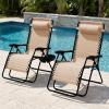 imageBest Choice Products Set of 2 Extra Wide Adjustable Steel Mesh Zero Gravity Lounge Chair Recliners wPillows and Cup Holder Trays  Peacock Blue StripesSand