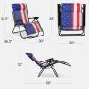 imageBest Choice Products Set of 2 Extra Wide Adjustable Steel Mesh Zero Gravity Lounge Chair Recliners wPillows and Cup Holder Trays  Peacock Blue StripesAmerican Flag