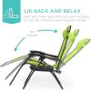 imageBest Choice Products Set of 2 Extra Wide Adjustable Steel Mesh Zero Gravity Lounge Chair Recliners wPillows and Cup Holder Trays  Peacock Blue StripesLime Green