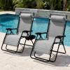 imageBest Choice Products Set of 2 Extra Wide Adjustable Steel Mesh Zero Gravity Lounge Chair Recliners wPillows and Cup Holder Trays  Peacock Blue StripesIce Gray