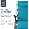 imageBest Choice Products Set of 2 Extra Wide Adjustable Steel Mesh Zero Gravity Lounge Chair Recliners wPillows and Cup Holder Trays  Peacock Blue StripesPeacock Blue