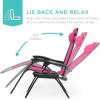 imageBest Choice Products Set of 2 Extra Wide Adjustable Steel Mesh Zero Gravity Lounge Chair Recliners wPillows and Cup Holder Trays  Peacock Blue StripesHot Pink