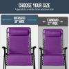 imageBest Choice Products Set of 2 Extra Wide Adjustable Steel Mesh Zero Gravity Lounge Chair Recliners wPillows and Cup Holder Trays  Peacock Blue StripesAmethyst Purple