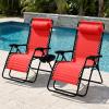 imageBest Choice Products Set of 2 Extra Wide Adjustable Steel Mesh Zero Gravity Lounge Chair Recliners wPillows and Cup Holder Trays  Peacock Blue StripesCrimson Red