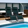 imageBest Choice Products Set of 2 Extra Wide Adjustable Steel Mesh Zero Gravity Lounge Chair Recliners wPillows and Cup Holder Trays  Peacock Blue StripesForest Green