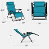 imageBest Choice Products Set of 2 Extra Wide Adjustable Steel Mesh Zero Gravity Lounge Chair Recliners wPillows and Cup Holder Trays  Peacock Blue StripesPeacock Blue