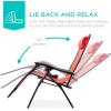 imageBest Choice Products Set of 2 Extra Wide Adjustable Steel Mesh Zero Gravity Lounge Chair Recliners wPillows and Cup Holder Trays  Peacock Blue StripesCrimson Red