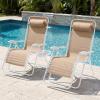 imageBest Choice Products Set of 2 Extra Wide Adjustable Steel Mesh Zero Gravity Lounge Chair Recliners wPillows and Cup Holder Trays  Peacock Blue StripesSandWhite