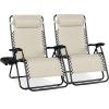 imageBest Choice Products Set of 2 Extra Wide Adjustable Steel Mesh Zero Gravity Lounge Chair Recliners wPillows and Cup Holder Trays  Peacock Blue StripesIvory