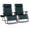 imageBest Choice Products Set of 2 Extra Wide Adjustable Steel Mesh Zero Gravity Lounge Chair Recliners wPillows and Cup Holder Trays  Peacock Blue StripesForest Green