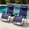 imageBest Choice Products Set of 2 Extra Wide Adjustable Steel Mesh Zero Gravity Lounge Chair Recliners wPillows and Cup Holder Trays  Peacock Blue StripesMediterranean Blue Stripes