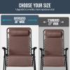 imageBest Choice Products Set of 2 Extra Wide Adjustable Steel Mesh Zero Gravity Lounge Chair Recliners wPillows and Cup Holder Trays  Peacock Blue StripesBrown