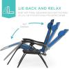 imageBest Choice Products Set of 2 Extra Wide Adjustable Steel Mesh Zero Gravity Lounge Chair Recliners wPillows and Cup Holder Trays  Peacock Blue StripesMarine Blue