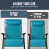 imageBest Choice Products Set of 2 Extra Wide Adjustable Steel Mesh Zero Gravity Lounge Chair Recliners wPillows and Cup Holder Trays  Peacock Blue StripesPeacock Blue