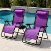 imageBest Choice Products Set of 2 Extra Wide Adjustable Steel Mesh Zero Gravity Lounge Chair Recliners wPillows and Cup Holder Trays  Peacock Blue StripesAmethyst Purple