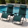 imageBest Choice Products Set of 2 Extra Wide Adjustable Steel Mesh Zero Gravity Lounge Chair Recliners wPillows and Cup Holder Trays  Peacock Blue StripesForest Green