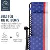imageBest Choice Products Set of 2 Extra Wide Adjustable Steel Mesh Zero Gravity Lounge Chair Recliners wPillows and Cup Holder Trays  Peacock Blue StripesAmerican Flag