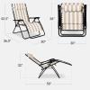 imageBest Choice Products Set of 2 Extra Wide Adjustable Steel Mesh Zero Gravity Lounge Chair Recliners wPillows and Cup Holder Trays  Peacock Blue StripesTan Stripes