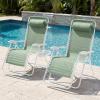 imageBest Choice Products Set of 2 Extra Wide Adjustable Steel Mesh Zero Gravity Lounge Chair Recliners wPillows and Cup Holder Trays  Peacock Blue StripesSage GreenWhite