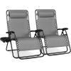 imageBest Choice Products Set of 2 Extra Wide Adjustable Steel Mesh Zero Gravity Lounge Chair Recliners wPillows and Cup Holder Trays  Peacock Blue StripesIce Gray