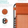 imageBest Choice Products Set of 2 Extra Wide Adjustable Steel Mesh Zero Gravity Lounge Chair Recliners wPillows and Cup Holder Trays  Peacock Blue StripesBurnt Orange