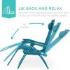 imageBest Choice Products Set of 2 Extra Wide Adjustable Steel Mesh Zero Gravity Lounge Chair Recliners wPillows and Cup Holder Trays  Peacock Blue StripesPeacock