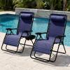 imageBest Choice Products Set of 2 Extra Wide Adjustable Steel Mesh Zero Gravity Lounge Chair Recliners wPillows and Cup Holder Trays  Peacock Blue StripesNavy