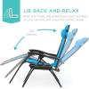 imageBest Choice Products Set of 2 Extra Wide Adjustable Steel Mesh Zero Gravity Lounge Chair Recliners wPillows and Cup Holder Trays  Peacock Blue StripesLight Blue