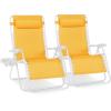 imageBest Choice Products Set of 2 Extra Wide Adjustable Steel Mesh Zero Gravity Lounge Chair Recliners wPillows and Cup Holder Trays  Peacock Blue StripesMarigoldWhite