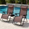 imageBest Choice Products Set of 2 Extra Wide Adjustable Steel Mesh Zero Gravity Lounge Chair Recliners wPillows and Cup Holder Trays  Peacock Blue StripesBrown