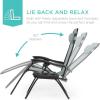 imageBest Choice Products Set of 2 Extra Wide Adjustable Steel Mesh Zero Gravity Lounge Chair Recliners wPillows and Cup Holder Trays  Peacock Blue StripesStardew