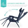 imageBest Choice Products Set of 2 Extra Wide Adjustable Steel Mesh Zero Gravity Lounge Chair Recliners wPillows and Cup Holder Trays  Peacock Blue StripesNavy