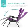 imageBest Choice Products Set of 2 Extra Wide Adjustable Steel Mesh Zero Gravity Lounge Chair Recliners wPillows and Cup Holder Trays  Peacock Blue StripesAmethyst Purple