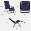 imageBest Choice Products Set of 2 Extra Wide Adjustable Steel Mesh Zero Gravity Lounge Chair Recliners wPillows and Cup Holder Trays  Peacock Blue StripesNavy