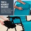 imageBest Choice Products Set of 2 Extra Wide Adjustable Steel Mesh Zero Gravity Lounge Chair Recliners wPillows and Cup Holder Trays  Peacock Blue StripesPeacock Blue