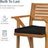 imageBest Choice Products Set of 2 Outdoor Acacia Wood Bar Stools Bar Chairs for Patio Pool Garden wWeatherResistant Cushions  CreamBlack