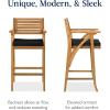 imageBest Choice Products Set of 2 Outdoor Acacia Wood Bar Stools Bar Chairs for Patio Pool Garden wWeatherResistant Cushions  CreamBlack