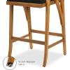 imageBest Choice Products Set of 2 Outdoor Acacia Wood Bar Stools Bar Chairs for Patio Pool Garden wWeatherResistant Cushions  CreamBlack