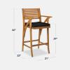 imageBest Choice Products Set of 2 Outdoor Acacia Wood Bar Stools Bar Chairs for Patio Pool Garden wWeatherResistant Cushions  CreamBlack