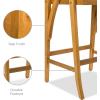 imageBest Choice Products Set of 2 Outdoor Acacia Wood Bar Stools Bar Chairs for Patio Pool Garden wWeatherResistant Cushions  CreamCream