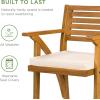 imageBest Choice Products Set of 2 Outdoor Acacia Wood Bar Stools Bar Chairs for Patio Pool Garden wWeatherResistant Cushions  CreamCream