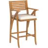 imageBest Choice Products Set of 2 Outdoor Acacia Wood Bar Stools Bar Chairs for Patio Pool Garden wWeatherResistant Cushions  CreamCream