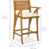 imageBest Choice Products Set of 2 Outdoor Acacia Wood Bar Stools Bar Chairs for Patio Pool Garden wWeatherResistant Cushions  CreamCream