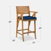 imageBest Choice Products Set of 2 Outdoor Acacia Wood Bar Stools Bar Chairs for Patio Pool Garden wWeatherResistant Cushions  CreamNavy