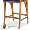imageBest Choice Products Set of 2 Outdoor Acacia Wood Bar Stools Bar Chairs for Patio Pool Garden wWeatherResistant Cushions  CreamNavy
