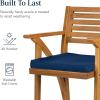 imageBest Choice Products Set of 2 Outdoor Acacia Wood Bar Stools Bar Chairs for Patio Pool Garden wWeatherResistant Cushions  CreamNavy